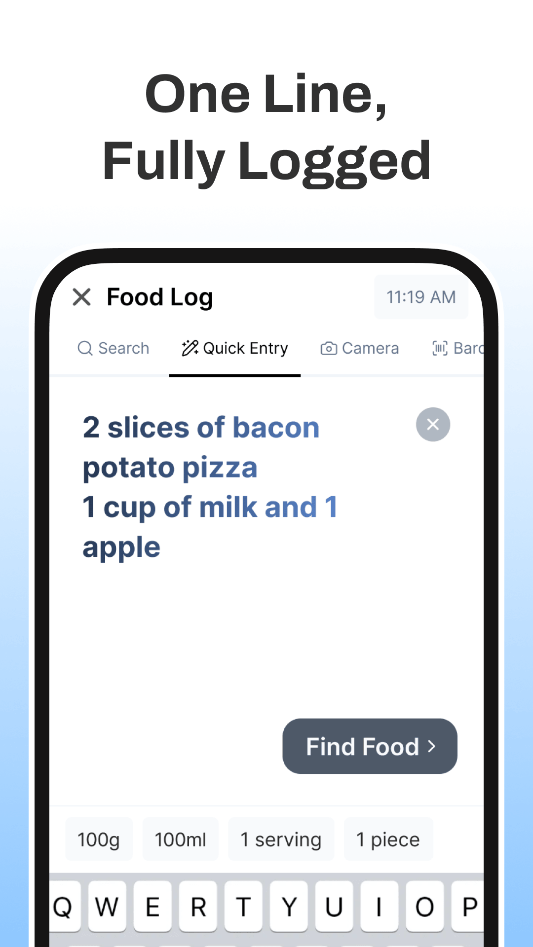 Logging multiple foods with one sentence
